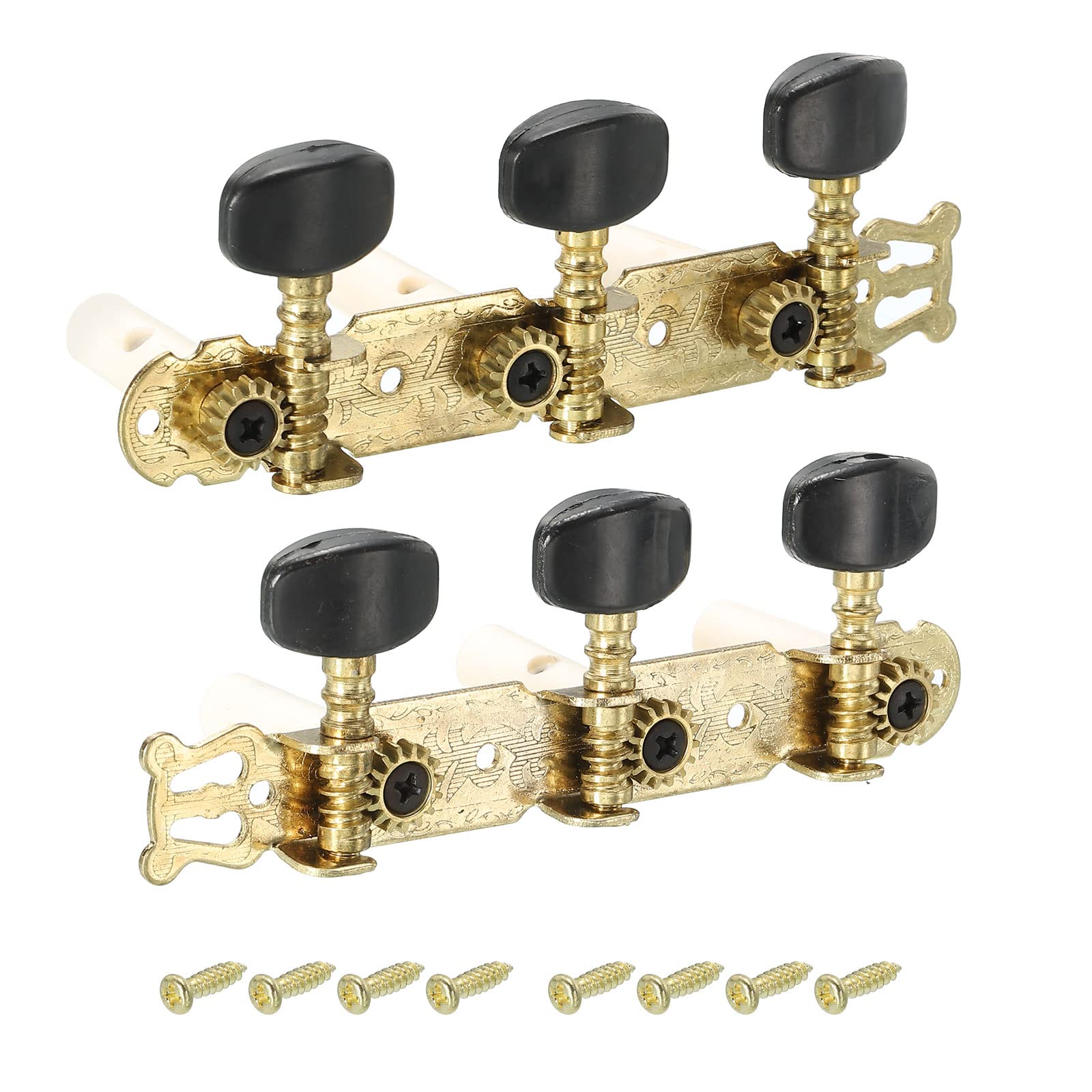 PATIKIL Acoustic Classical Guitar Machine Heads Tuning Keys Pegs String Tuners, Black Buttons, 1 Set