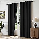 Joydeco Blackout Curtains for Bedroom, Black out curtains 96 inch long 2 Panels, Long Black Drapes with Rod Pocket Back Tab, Room Darkening Noise Reducing & Wrinkle-Free Drapes for Living Room Windows