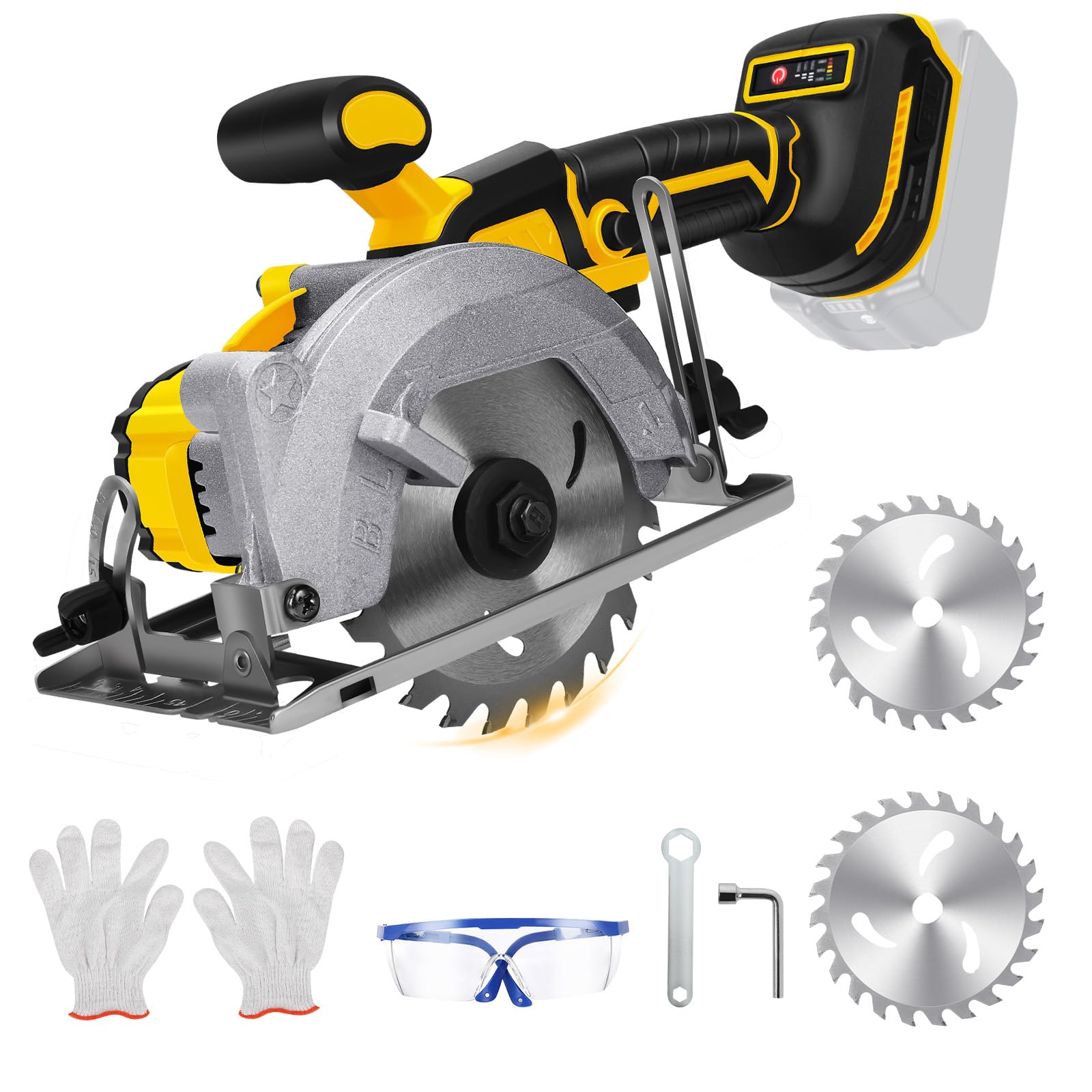 Photo 1 of ******MISSING PARTS*******INCOMPLETE** 5.5 Inch Cordless Circular Saw for Dewalt 20V Battery, Power Wood Saw with Brushless Motor, 0-45° Cutting Bevel, Max Cutting Depth 1.9"(90°), 1.57"(45°), Idea for Wood, Plastic, Soft Metal