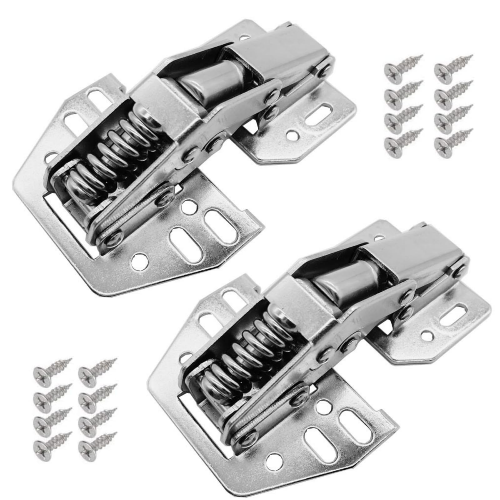 XINHAITC 2 Pcs Cabinet Lid Support Hinge Swing Up Flap with Buffer - Concealed Lift Up Hinge for Cupboards, Bookcases, Caravans, Screws Included
