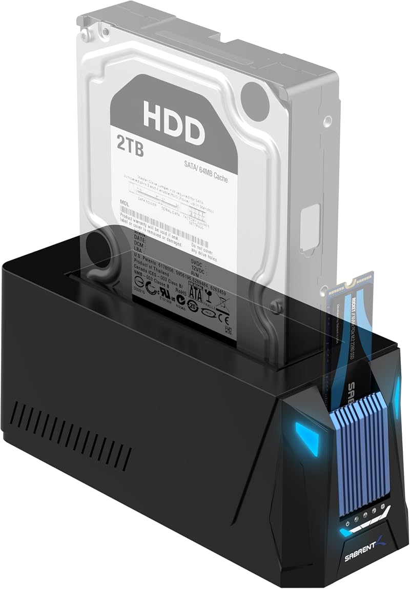 Sabrent USB-C Docking Station M.2 NVMe SATA SSD HDD Enclosure Offline Clone