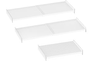 WEJIPP Closet Shelf Divider Expendable Cabinet Tension Shelving Rack Heavy Duty Metal DIY Shelf Separator for Cabinet Wardrobe Cupboard Pantry Kitchen Bedroom Storage Shelves,White,3packs