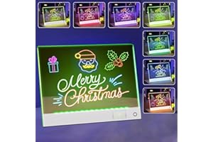 Rechargeable LED Drawing Board, Doodle Glow LED Note Board with 7 Colors, Light Up Neon Art Dry Erase Message Board with 7 Ma