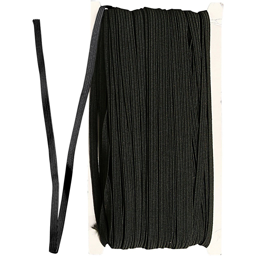 Elastic Cord, W: 6 mm, black, 50m