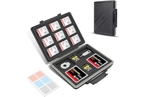 JJC 45 Slots Compact Memory Card Case Holder for SD, CFexpress Type A Type B/XQD, Micro SD/TF, CF Cards, Water-Resistant Anti