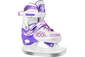 Fitense Adjustable Ice Skates for Kids Girls Ages 3-12, 4 Size Ice Skating Shoes, Girls Ice Skates with Blades for Outdoor and Rink, for Beginner Toddler (Sizes 9C-6Y)