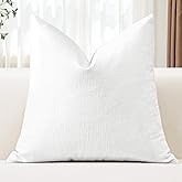 OTOSTAR Chenille Throw Pillow Covers 20x20 Inch Soft Farmhouse White Decorative Pillow Covers Solid Square Cushion Case for Sofa Bed Living Room Couch Home Decor (White)