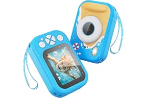 UFFYLLE Kids Waterproof Camera, 1080P HD Underwater Digital Camera for Kids Aged 3-12, IP68 Swimming & Snorkeling Toy, ABS Plastic, 32GB Card, Birthday Gift for Children Boys Girls, Blue