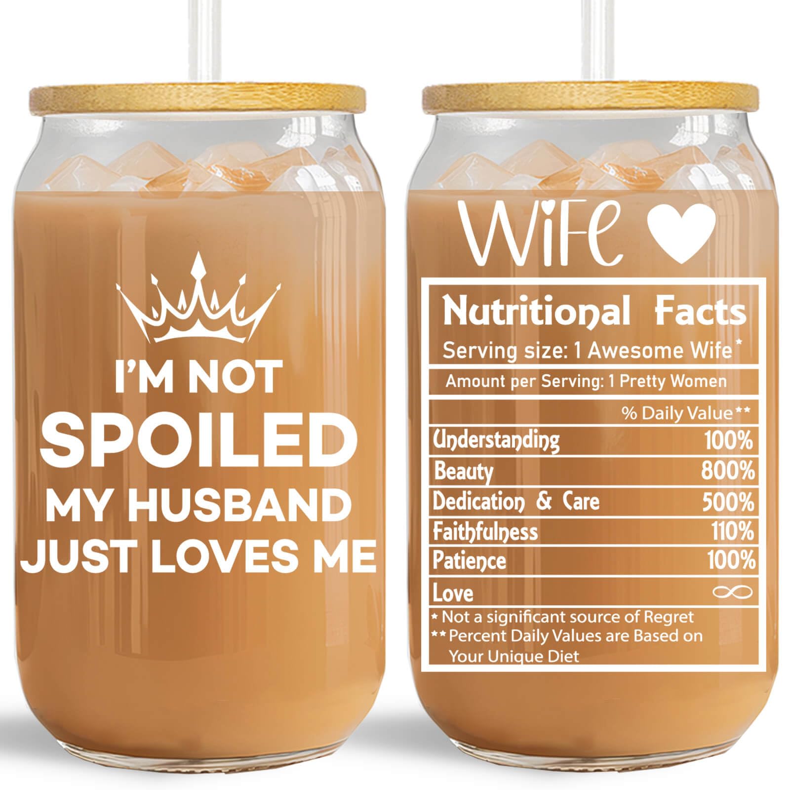 Vanteen Gifts for Wife Birthday Gift Ideas - Romantic Gifts Best Birthday Present for Wife Her - 16 Oz Glass Coffee Cup