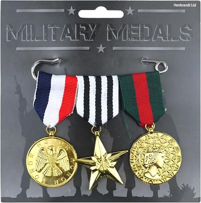 HENBRANDT Military Hero Medals Set Fancy Dress Costume Accessory VE Day Army