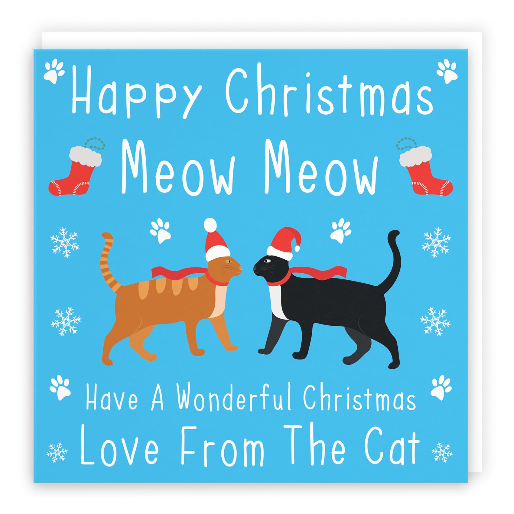 Hunts England - Christmas Card From The Cat - Happy Christmas - Meow Meow - Love From The Cat - Xmas Card For Him, Her, Husband, Wife, Mum, Dad, etc. - Iconic Collection