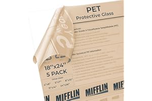 Mifflin Flexible Clear Plastic Sheet (18x24 x 0.03 inch, 5 PK), ATR-Processed Transparent Plexiglass, Lightweight & Thin, Poster Frame Glass Replacement, General Household Use, Easy Cut