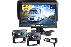 DVKNM Upgrade Dual Backup Camera Monitor Kit 7" HD 1080P Monitor IP69 Waterproof Rearview Reversing Rear View Camera for Truck Trailer Semi-Trailer Box Truck RV Pickup Truck Easy Installation (TZ102)