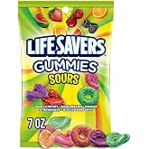 LIFE SAVERS Sours Gummies Fruity Soft Chewy Tart Candy Bag, 7 Ounce | Sour candy snack, gummy candy, sour gummies, sour gummy candy, chewy candy, gummy candies for parties, travel, midday snack