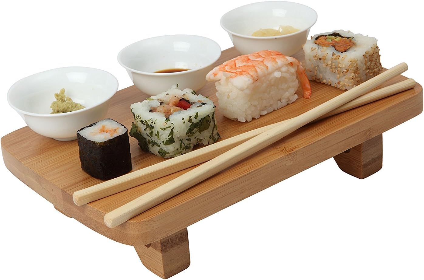 Dexam Bamboo Sushi Serving Kit Set, Including Bowls, Table & Chopsticks 17851013