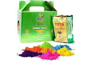 TOTA Herbal Holi Colour Giftbox | Certified Non-Toxic Chemical Free Natural Colors – 500 gm |Pack of 5 Neon Color Holi Gulal 