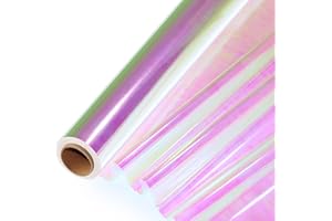 SYOGUA Iridescent Pink Cellophane Wrap Roll (17 in Wide x 66 ft Long) Colorful Gift Wrap Cellophane Roll Transparent Iridescent Cellophane Wrapping Plastic for Baskets, Treats, DIY Craft, Gifts