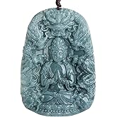 QVFVJA Real Green Jade Dragon Pendant Necklace for Men and Women Tathagata Buddha Protection Genuine Certified Jadeite Zodiac Nine Dragons Vairocana Jewelry Amulet Birthday Valentine's Day Gift