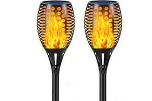 Aityvert Upgraded Solar Torch Lights 43 inches Flickering Dancing Flames Waterproof Outdoor Landscape Decorations Lighting Dusk to Dawn Auto On/Off Solar Lights for Halloween Christmas 2-Pack