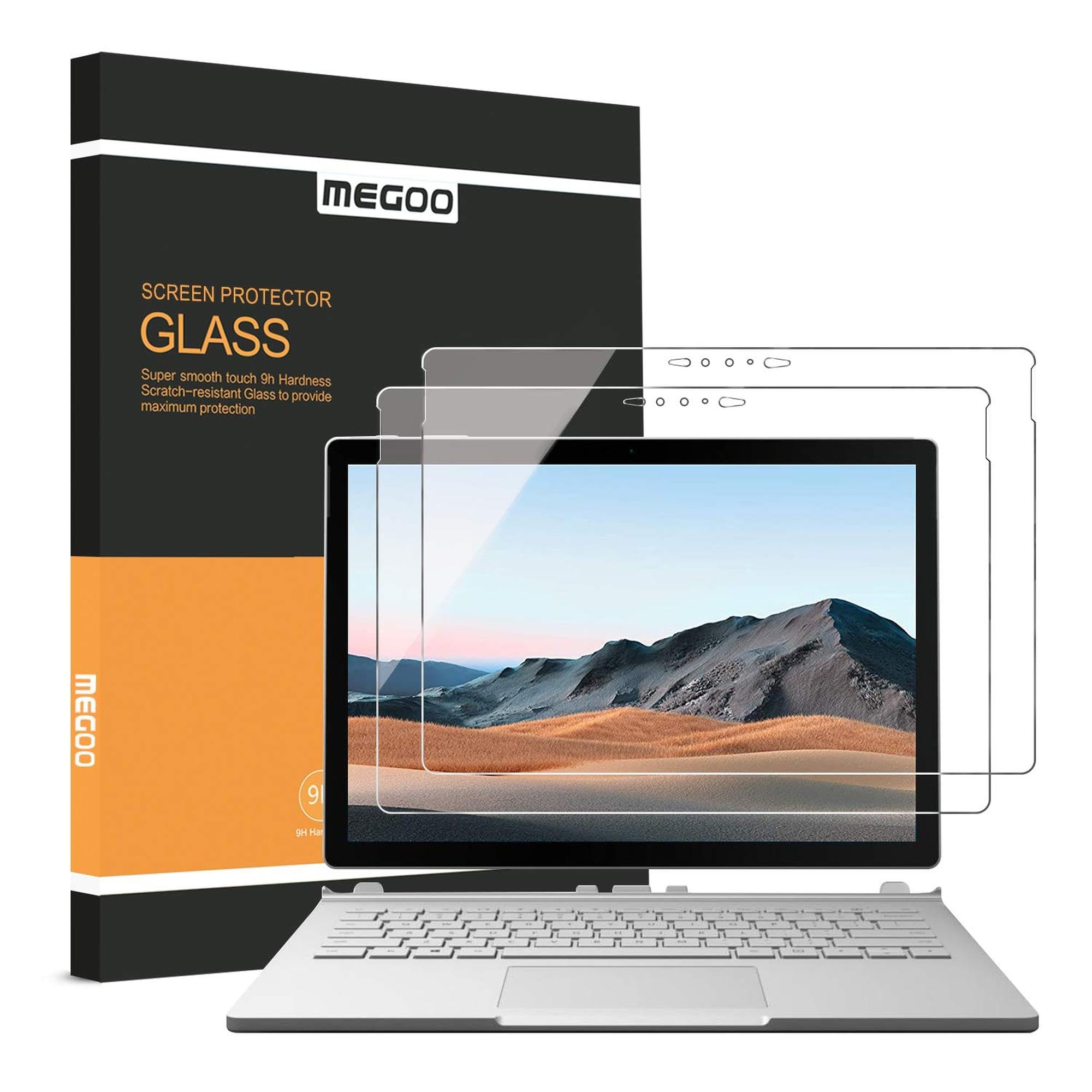 MEGOO [ 2 Pack] Surface Book 3 Screen Protector,Precise Cutout Tempered Glass, Easy Installation, Smooth Touching, Anti-Scratch Screen Protector-13.5 Inch