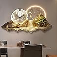 Wall Sculptures Painting 3D Wall Art Decor, Modern Living Room Restaurant Panoramic Landscape Wall Paintings with Clock，led Light Hang Pictures, Home Decorations Wall Decor ，for Office/Hotel