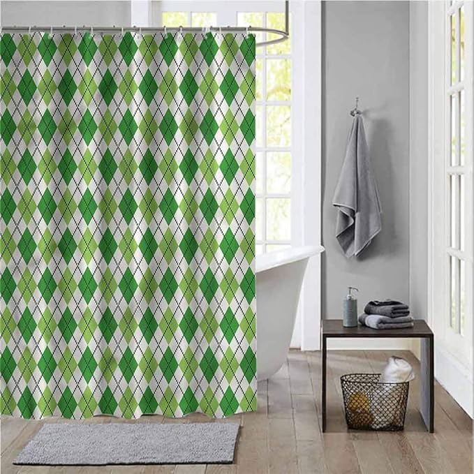 ScottDecor Irish Shower Curtains for Bathroom Classical Argyle Pattern Cute Bathroom Shower
