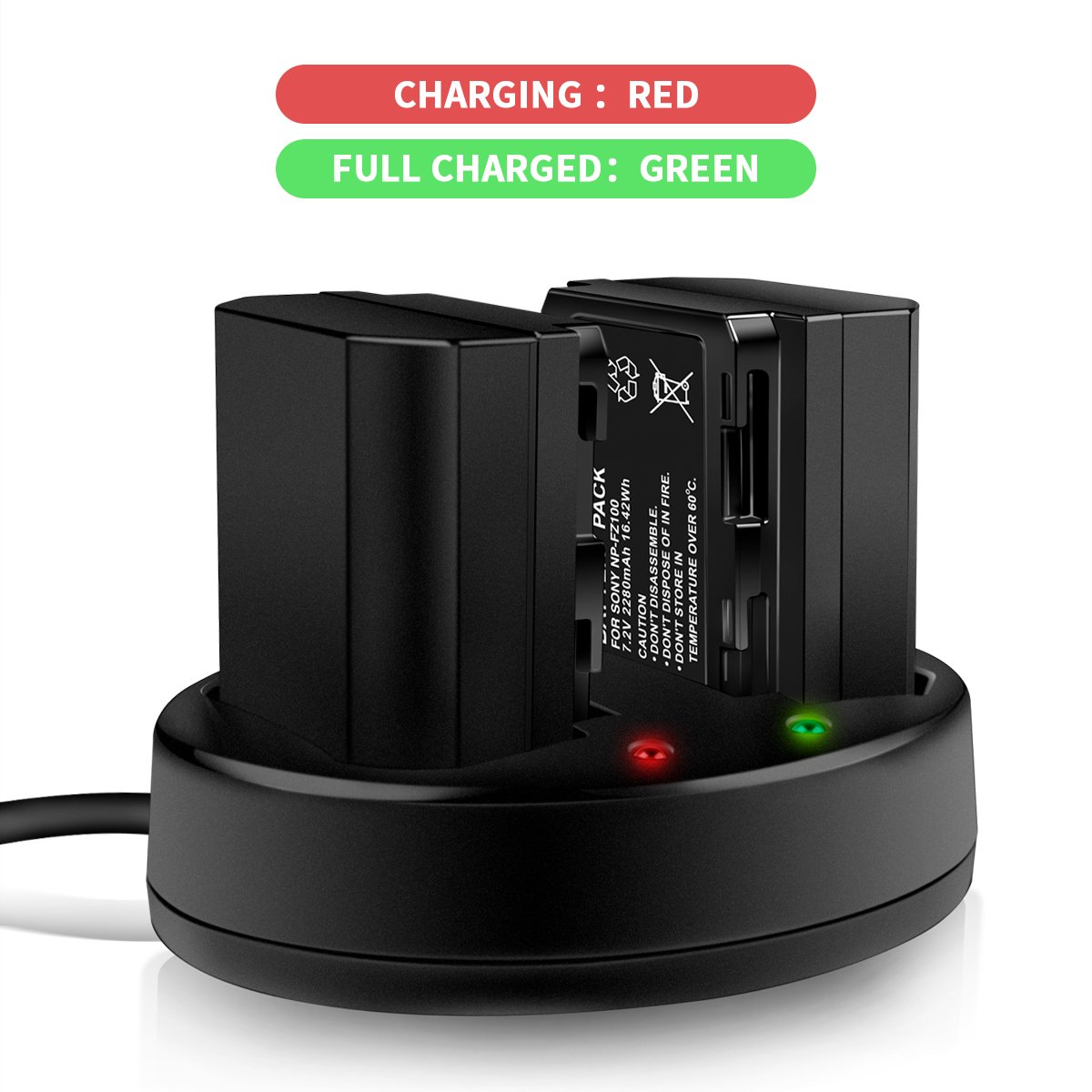 NP FZ100 Rechargeable Battery, Keenstone 7.2V 2000mAh 14.4wh Camera Battery with Rapid Dual USB Battery Charger for Sony A9,Alpha 9R,Alpha 9S,A7R III,A7 III Camera