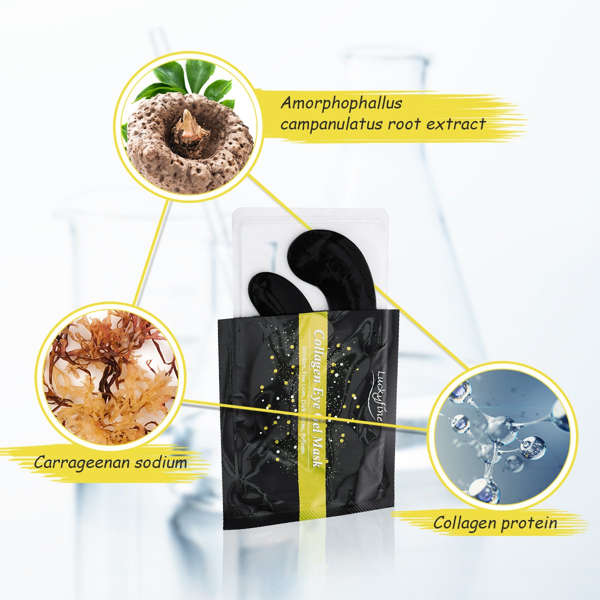 Eye Mask, Eye Treatment Masks, Collagen Eye Pads, LuckyFine Collagen Eye Mask for Anti Aging, Dark Circles and Puffiness, Anti Wrinkle, Moisturizing, Whitening 10 Pairs