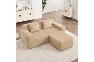 Modular 2 Seat L Shape Sectional Boneless Sofa, Cloud Sectional Couch with Deep Seat, Modern Modular 2-Seat Sofa Couch with T