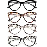 REAVEE 3 Pack Oversized Cat Eye Reading Glasses for Women men Thick Frame, Blue Light Blocking Readers Stylish Large Eyewear