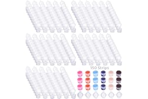 TIDEME 150 Strips Mini Empty Paint Cups, 900 PCS Paint Cup Pots Cans, Mini Clear Plastic Paint Storage Containers with Lids, 3ML Art Painting Craft Supplies for Classrooms Schools Paintings Art Festivals