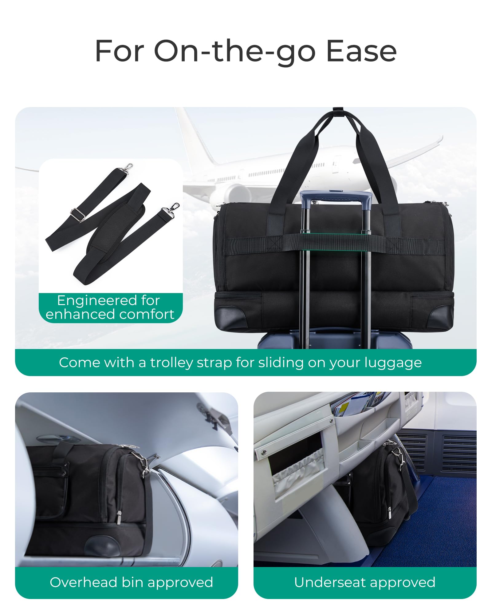 BAGSMART Medium Garment Bags for Travel, Convertible Travel Garment Duffle Bag Suit Bags for Women, 2 in 1 Garment Bags with Shoe Compartment