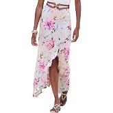 LASCANA Women's Ruffled Maxi Skirt - Elastic Waistband, Slit Hem, 39.25" Length, Viscose Fabric