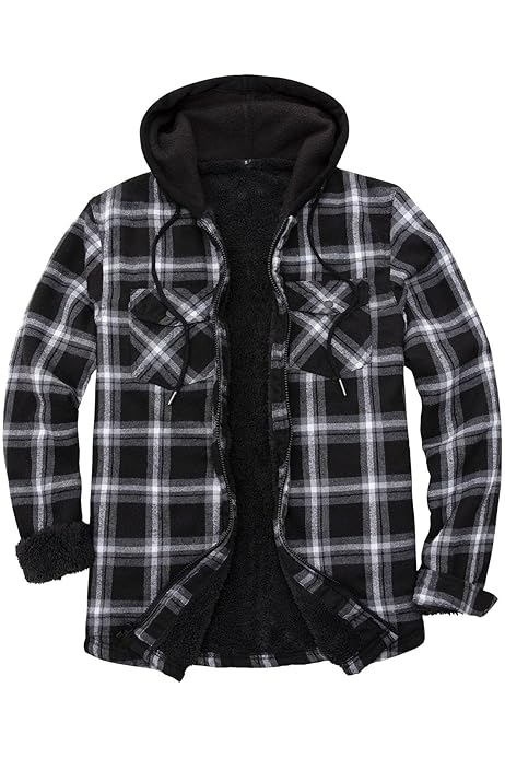 hooded fleece lined flannel shirt