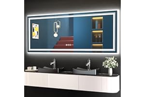 Snowdool LED Bathroom Mirror, 60"X24" with Front and Backlit, Anti-Fog, Large Bathroom Vanity Mirror for Wall, Memory Function, Stepless Dimmable, Tempered Glass (Horizontal/Vertical)