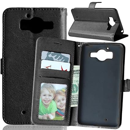 Nancen Compatible with Handyhülle Nokia Microsoft Lumia 950 Lederhülle Style Acht Farbe Weich PU Flip Case Ledertasche/Schutz Etui, Karten Slot Foto Wallet Hülle
