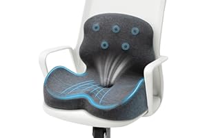 WADCIMC Seat Cushion - Memory Foam Cushion for Office Chair, Lumbar Support Pillow One Piece, for Sciatica & Tailbone Pressur