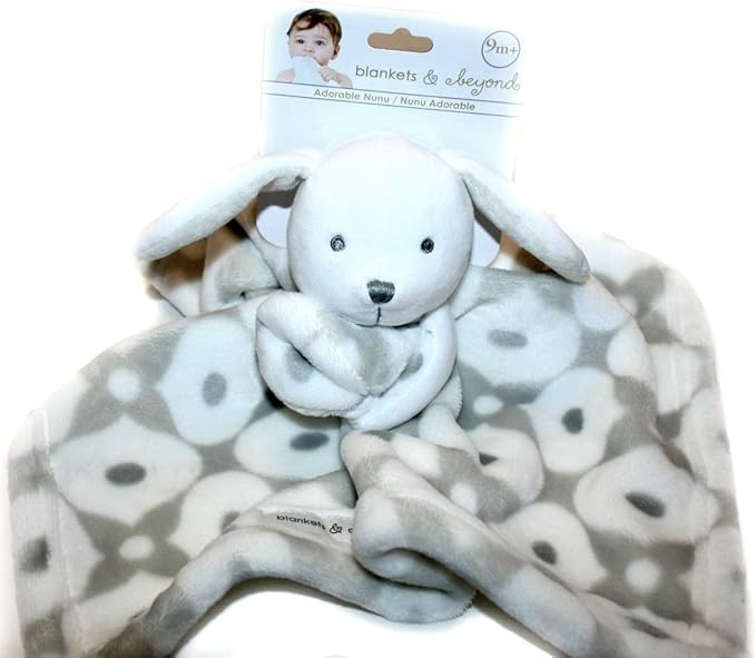 Blankets & Beyond Nunu Adorable Puppy White/Gray (9m