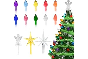 WAN2TLK Ceramic Christmas Tree Replacement Light Bulbs Set, 120Pcs in 10 Colors Ceramic Tree Replacement Bulbs and 1 Angel/Fi