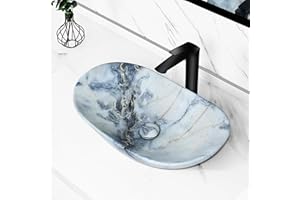 Tysun Vessel Sink Oval - 23'' x 14'' Oval Bathroom Sink Boat Shape Modern Above Counter White Porcelain Ceramic Vessel Sinks for Bathrooms