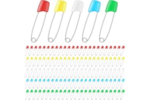 KEEPSWEAT 120 Pcs Diaper Pins,2.2 Inch Baby Safety Pins Colorful Stainless Steel Diaper Nappy Pins for Cloth Diapers,Plastic Head,5 Colors,Safe Locking Closures