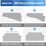MAXIJIN Super Stretch 3 Seater Couch Cover Grey Jacquard Spandex Sofa Slipcover view 7
