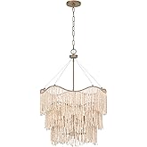Savoy House 7-7520-6-17 Melia Breegan Jane Designed Bohemian Organic Wood Beads Pendant, 6-Light 360 Total Watts, 32" H x 22"