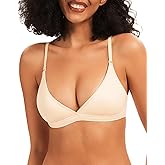 Anncude Triangle Bralette Crossover Deep V Bra, Unlined Bras for Women Seamless Bralette Sexy Low Cut Bra Wireless No Padding
