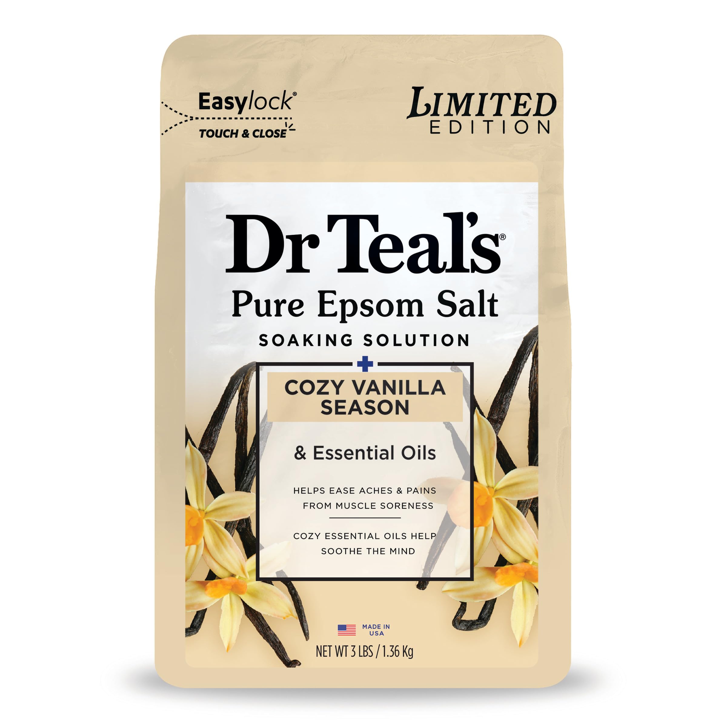 Photo 1 of  2 pcs Dr Teal's Epsom Salt Magnesium Soak, Limited Edition Cozy Vanilla Season, 3lbs