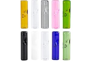 AOMI Reusable Glass Filter Tips for Cigarette, Ø8mm Outer Diameter 35mm Length Round Mouthpiece for Cigs, Easy to Clean 9 Colors 10 Pieces AO004