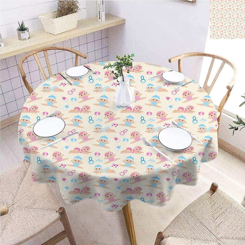 Alexdemo Baby Round Tablecloths Diameter 70", Baby Boy Girl