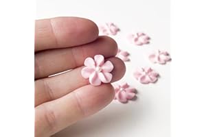 Mini Edible Royal Icing Flowers (36 Count), Petite Edible Flower Cake Decorations, Edible Flowers for Cupcakes, Flowers with Pearl Sprinkles for Cakes & Cupcakes, Global Sugar Art (Pink, 36 Count)