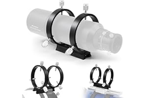 Astromania Adjustable Guiding Scope Ring Set with Plate - 80 mm Inside Diameter (Pair) - for Telescope Tube Diameter or Finde