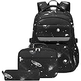 Sugaroom Galaxy Backpacks for Boys Kids Backpack with Lunch Box Primary Elementary Middle School BookBag Set